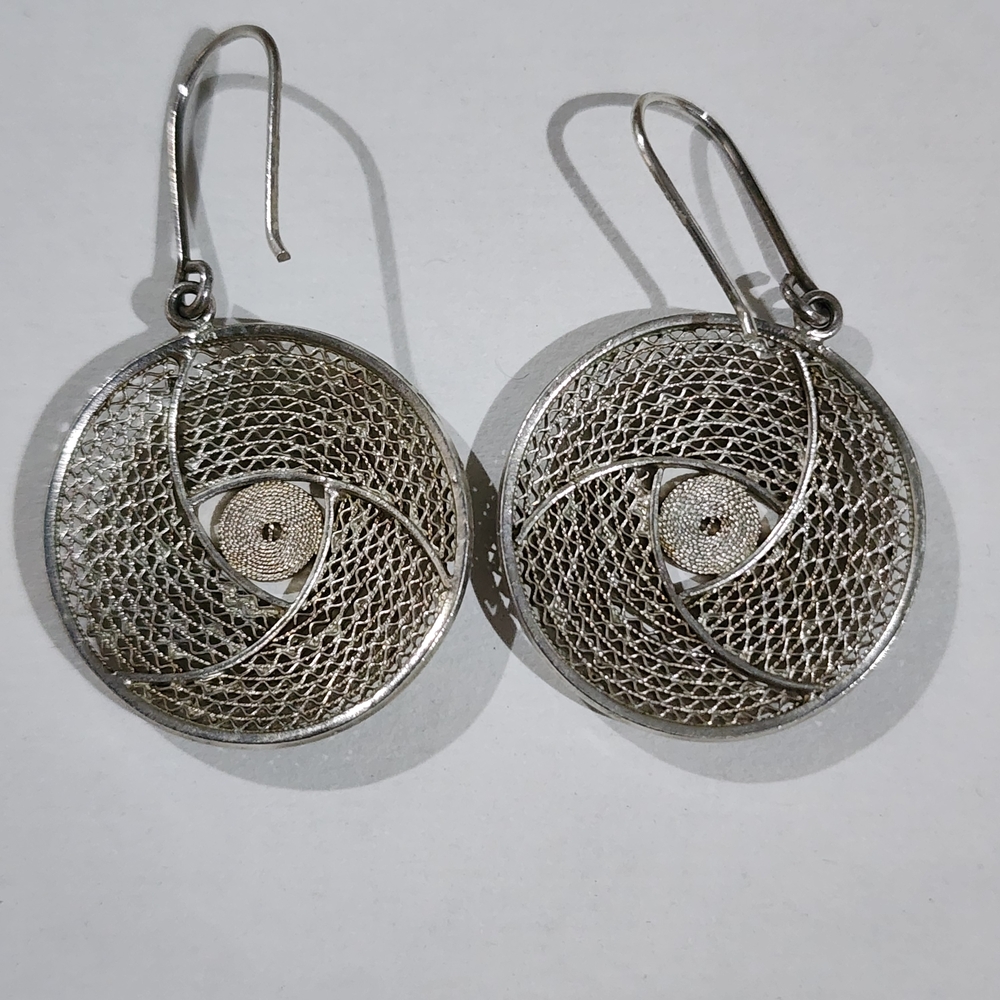 Elegant Silver Mesh Earrings